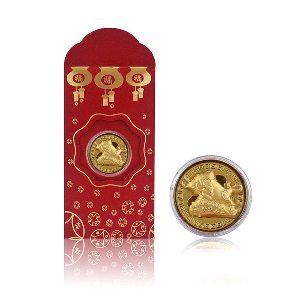 2021 Gold Coin Red Envelope Gold Foil Commemorative Coin Gold Red Packet