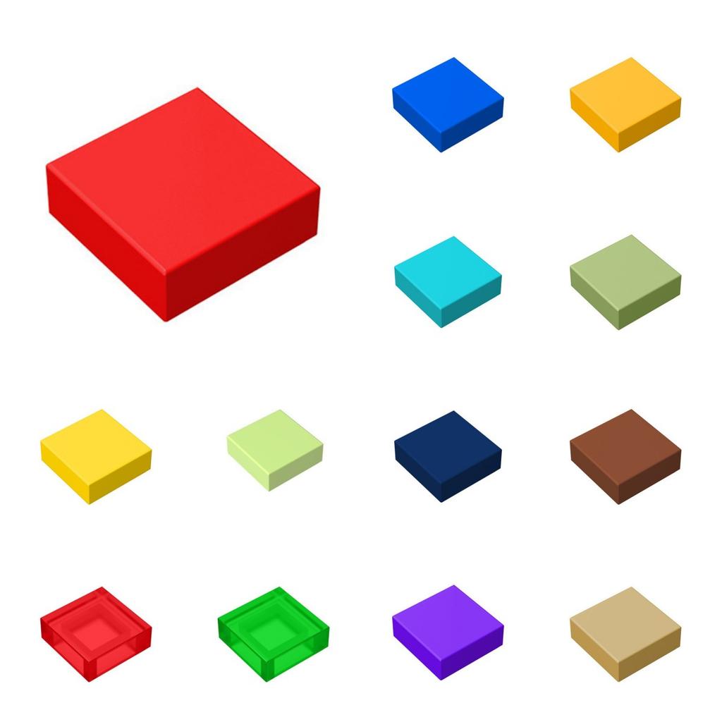50pcs 3070 Smooth Tile 1x1 Bricks Bulk Building Blocks for MOC Educational DIY Gift