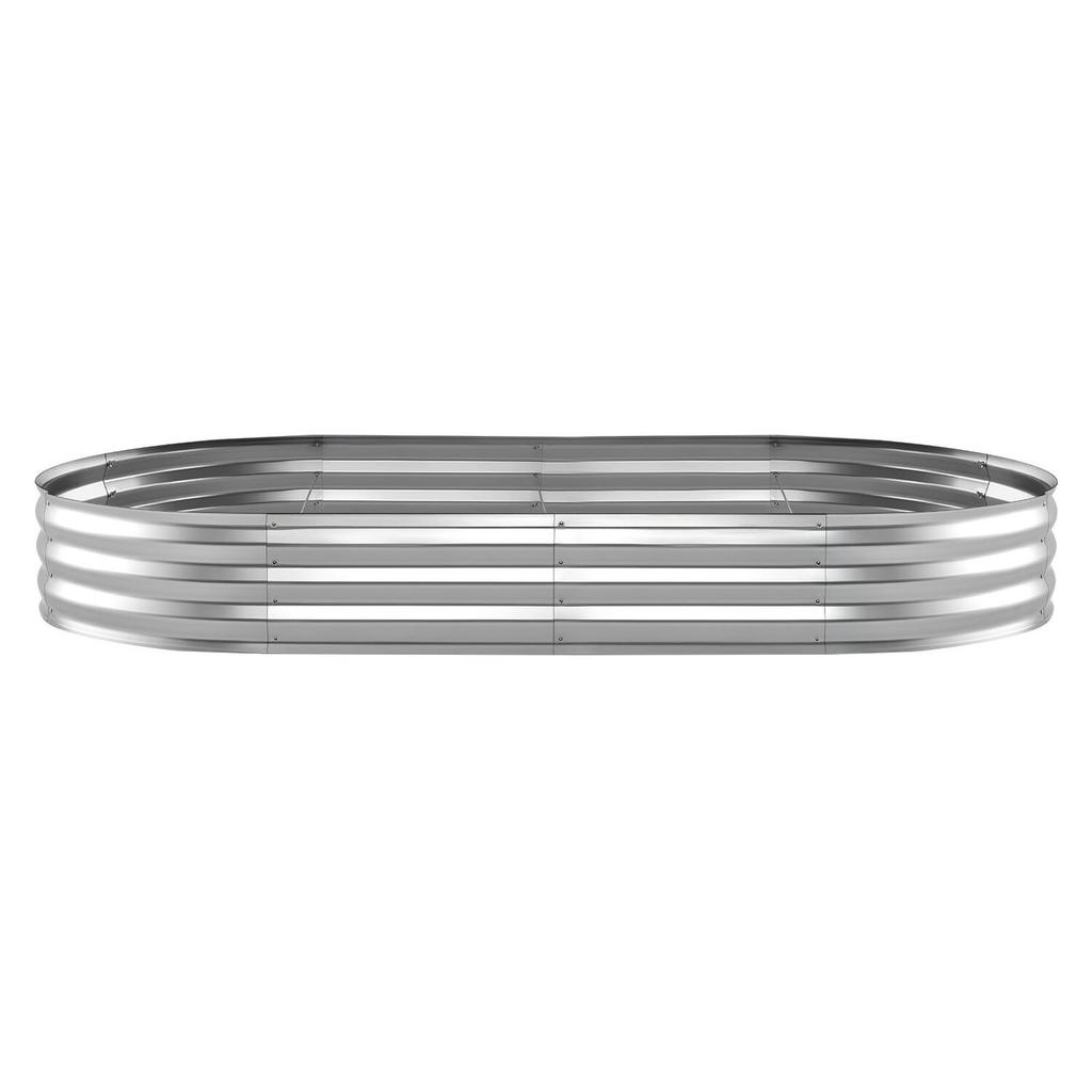 Galvanized Raised Garden Bed, 240 X 120 X 30 Cm, Oval Metal Planter Box Kit Outdoor, Bottomless Elevated Garden Box with Gloves, Rustproof Alu-Zinc,