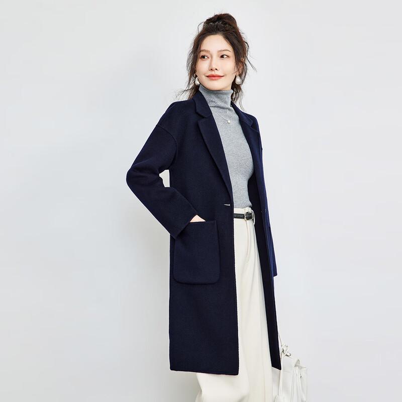 TERRE BLEUE Women's French Style 100% Wool Mid-Length Coat