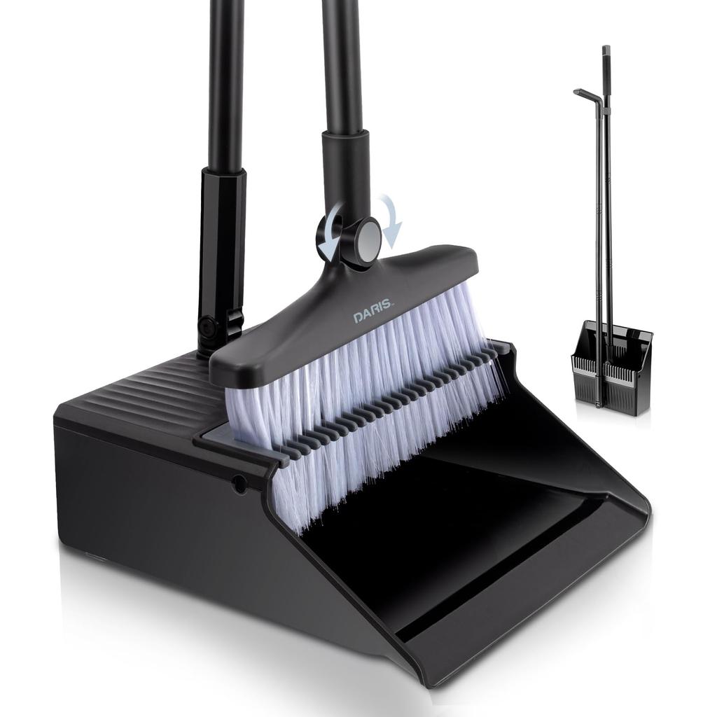 DARISHM Broom and Dustpan Convenient For Cleaning Set, Freestanding, Storage, Indoors, Outdoors, Balcony, Entrance,