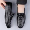 Men's Shoes Doudou Shoes Driving Shoes Spring and Summer Low-top Foot Plaid Leather First Layer Cowhide Surface Flat-soled Casual Shoes Leather Shoes