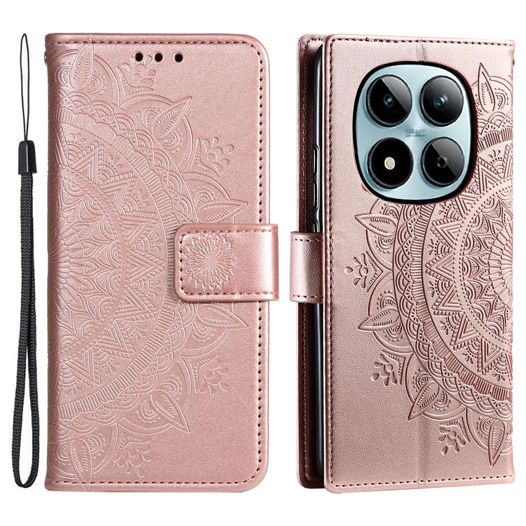 For Xiaomi Redmi Note 15 Pro 4G (Global) Stand Case Imprinted Totem PU Leather Wallet Phone Cover with Wrist Strap
