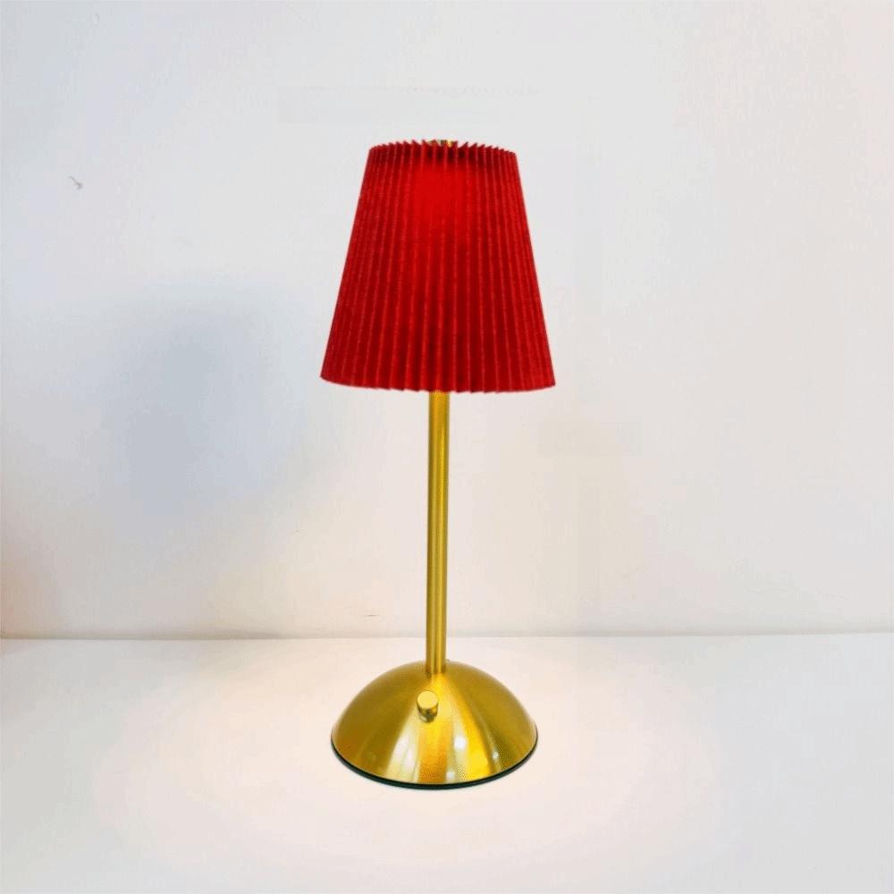 Fabric Shade Pleated Desk Lamp Pastoral Style LED Night Light Vintage Bedside Ambient Light  Bar