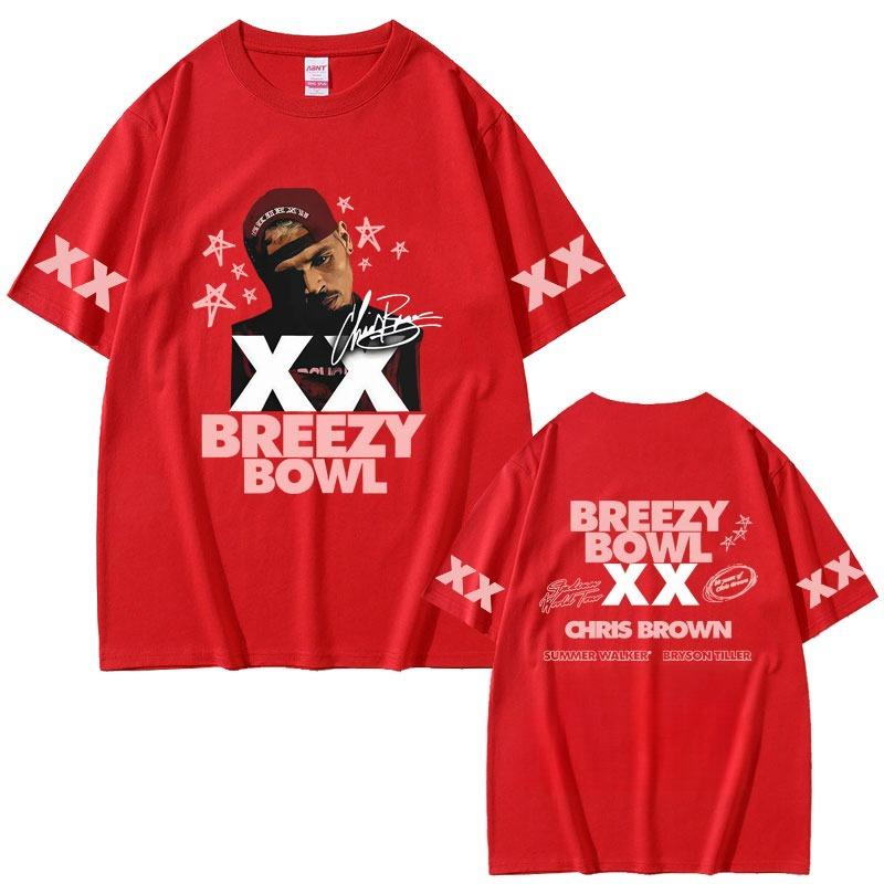 2026 SpringSummer Rap Artist Chris Brown Breezy Bowl XX Tour Mens and Womens HipHop Streetwear TShirts