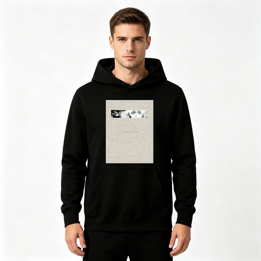 Men's Anime Eyes Graphic Print Pullover Hoodie Casual Long Sleeve Sweatshirt for Daily Wear