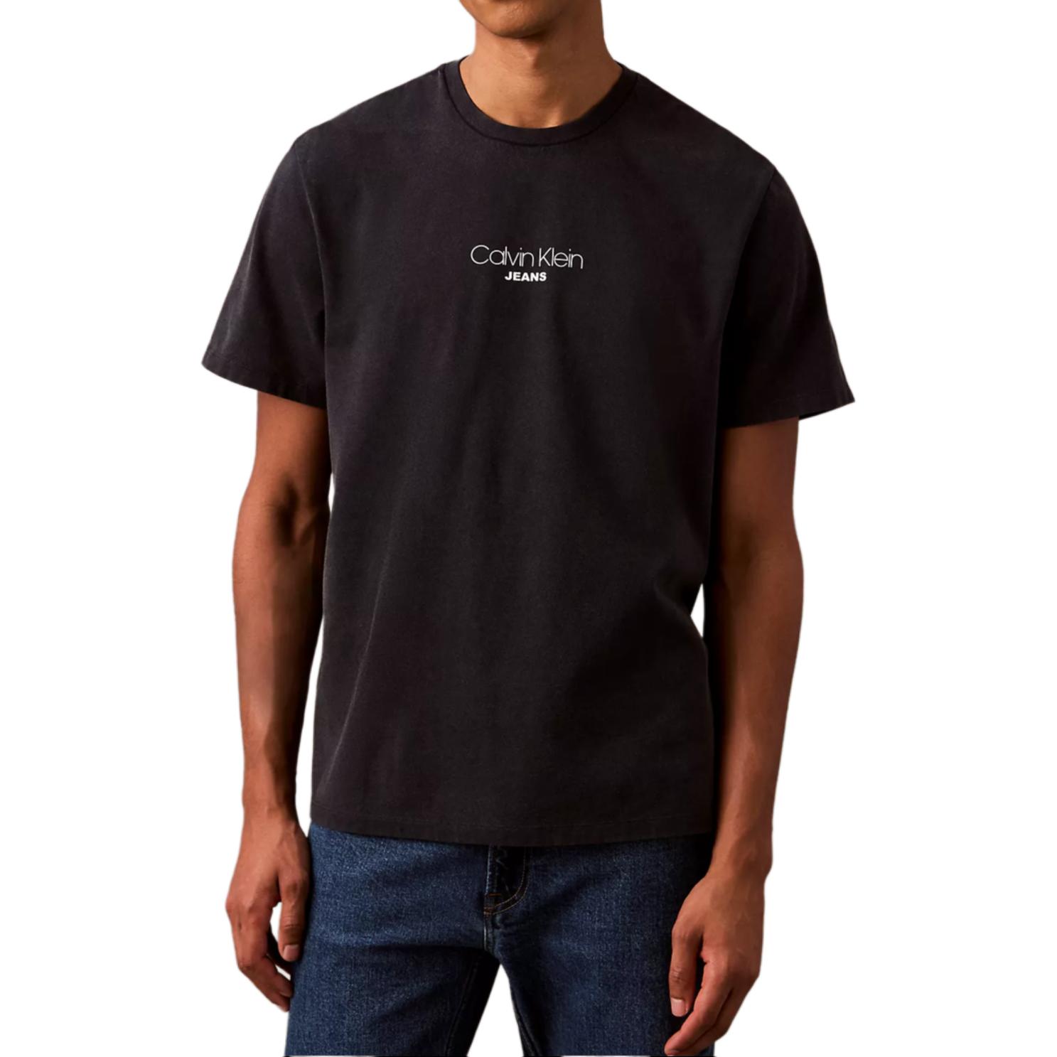 

Calvin Klein Classic Logo Pattern Short Sleeve T-Shirt Men tops Ocean-Blue 4RB824G-410 XL