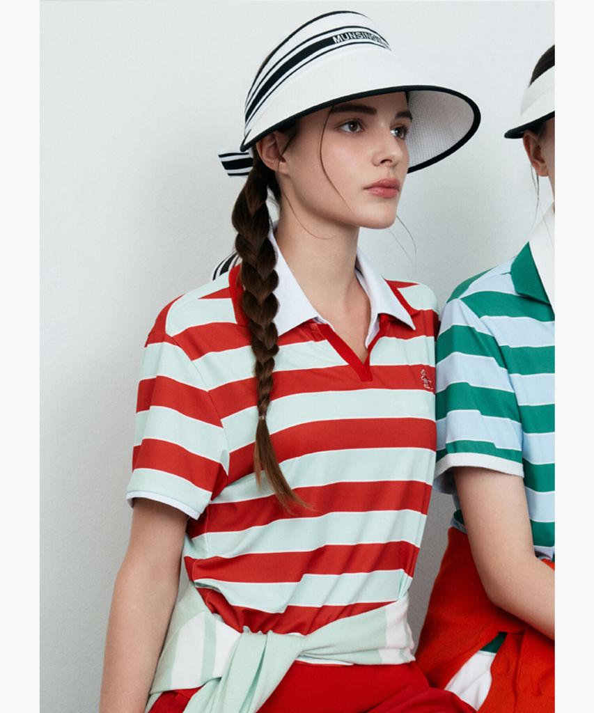 Meonsingweeo Women'S Striped Layered T-Shirt Red Mr222Lts47