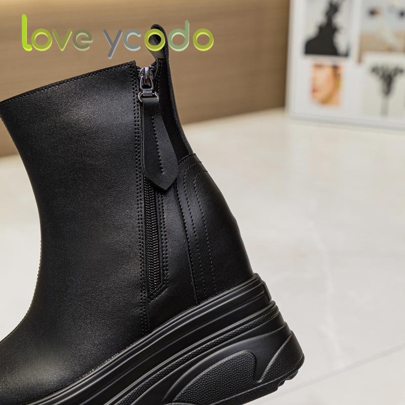 Damen-Booster-Stiefel aus Naturleder, bequeme und atmungsaktive Freizeitstiefel aus Leder für Damen