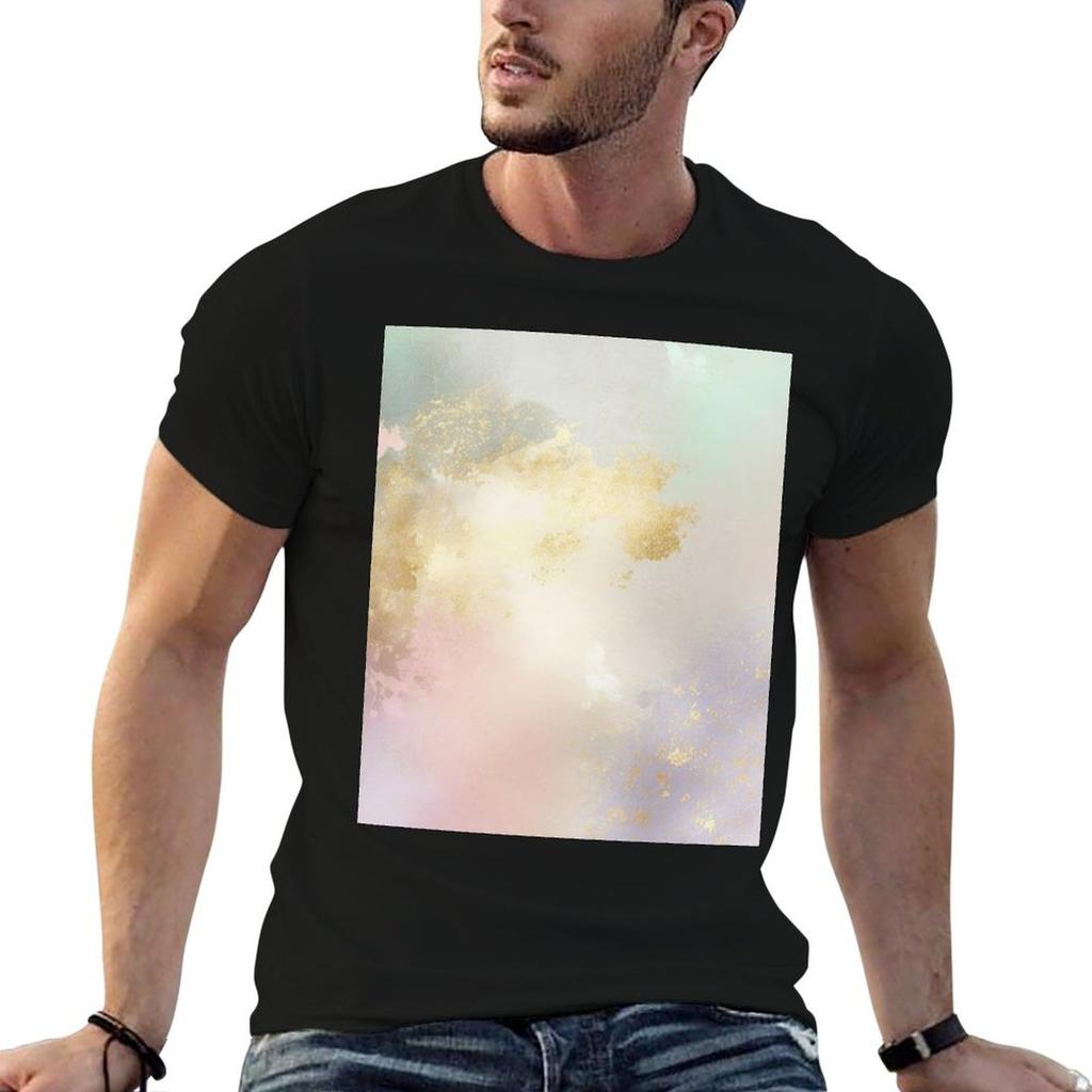 Pretty Pastels with Gold T-Shirt T Shirt Man Casual Graphic T Shirts for Man Printed T Shirts F