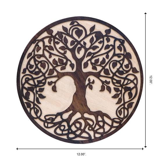 30.48 Cm Round Wooden Wall Decor Panel Wall Hanging Showpiece Plaque, for Living Room, Bedroom, Hallway Plaque for Home Decor