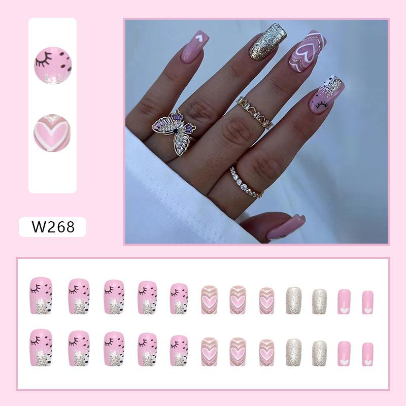 

Искусственные ногти осень и зима Flash Pink Tender Girl Wear Nail Love Impact Телесный розовый Hot Girl Ins Style Накладные ногти
