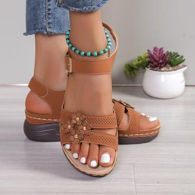 Sandalias de cuña de verano para mujer  NUEVAS Sandalias de moda con diseño calado floral Antideslizantes Ligeras Zapatos Plataforma Sandalias