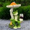 Cartoon-Frosch-Gartenstatue mit Weinglas Resin-Frosch-Skulpturen Outdoor-Dekoration