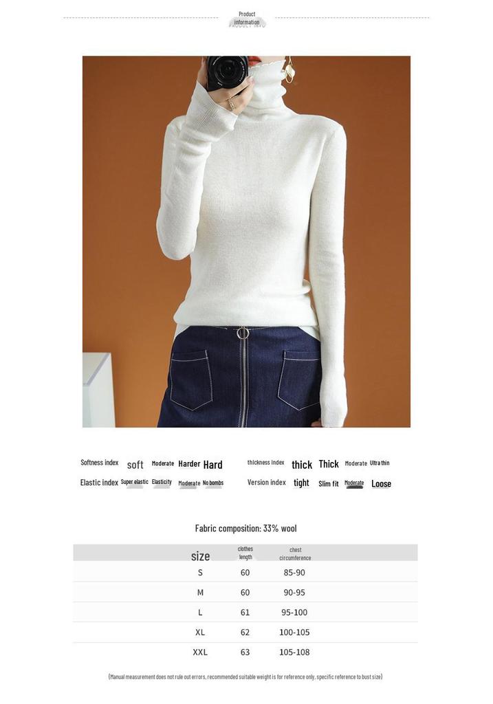 Women's Slim Fit High Neck Wool Sweater - Knitted, Autumn/Winter Collection