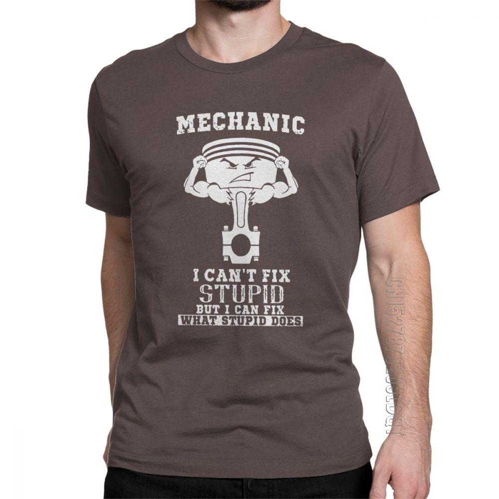 Vintage Mechanic I Cant Fix Stupid TShirts For Unisex Pure Cotton T Shirt Car Fix Engineer Male Tshirt Basic Tees Present Clothes S