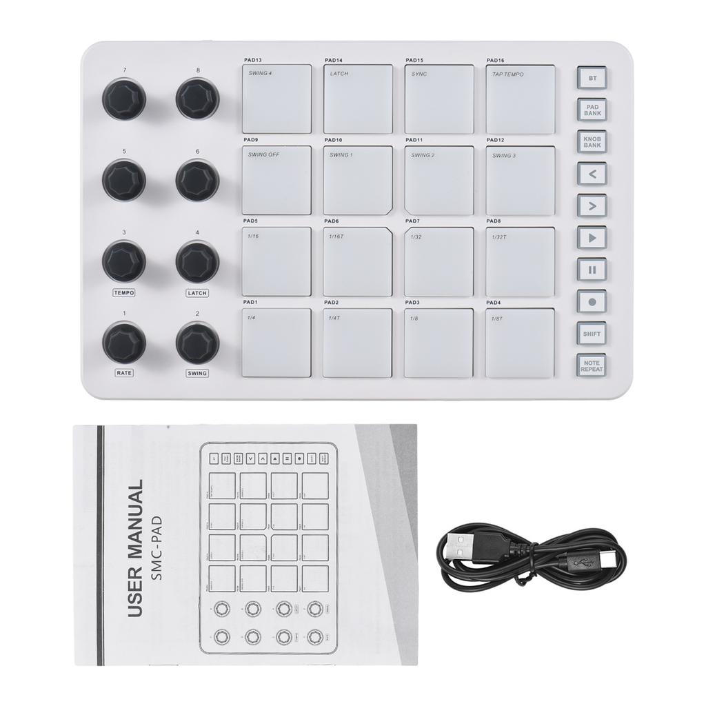 M-VAVE SMC-PAD Wireless MIDI Pad | 16 RGB Pads, Bluetooth & USB-C Portable for Studio/Live
