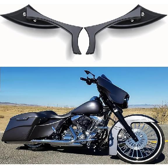 Chrome Oval Shape Motorcycle Mirrors,Upgrade Rearview Motorcycle Mirrors Compatible with Harley Road King Softail Street Glide Electra Dyna And More