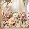 Floral Pattern Printed Fleece Door Mat Carpet Soft Comfortable Indoor Entrance Carpet, Machine Washable, All Seasons Indoor And Outdoor, Kitchen, Bedr