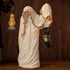 Resin Hell Mailman Lantern Decorative Scary Eerie Glow Ghost Figurine with Lantern Halloween Figurine Haunted House