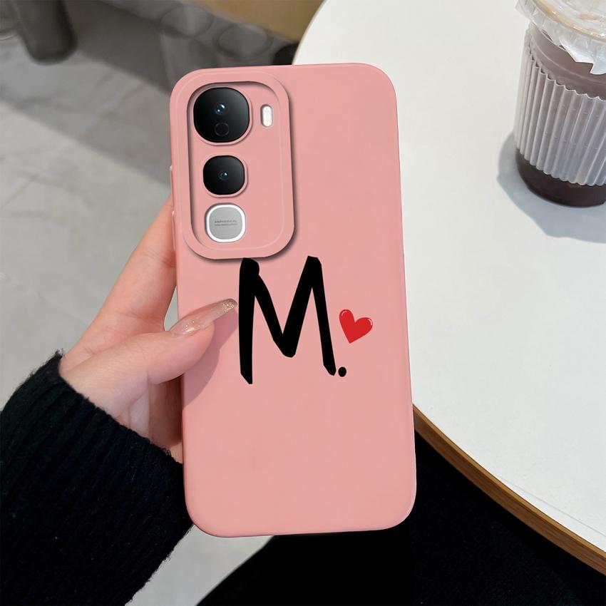 For Vivo Y400 Pro Y100 Y200e Y02 Y03 Y04 Y28 Y29 Y29S Cute Art Letter Phone Case Lens Protection Liquid Silicone Shockproof Soft Covers For Vivo Shell