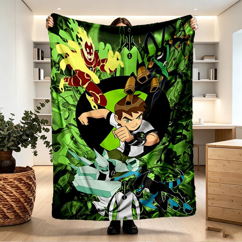 Ben 10 Cartoon Print Blanket - Soft & Comfortable, for Bedroom, Travel, Sofa, Home Decoration - Birthday Christmas Gift for Friend