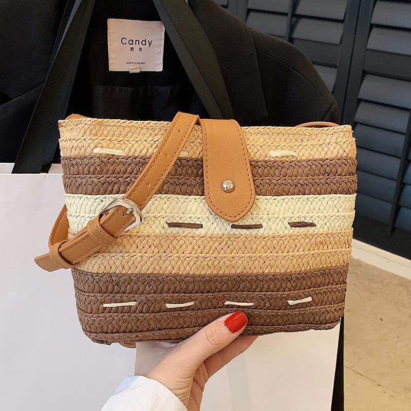 Portable woven straw bag women's 2025 new versatile high-end spring summer seaside vacation beach bag