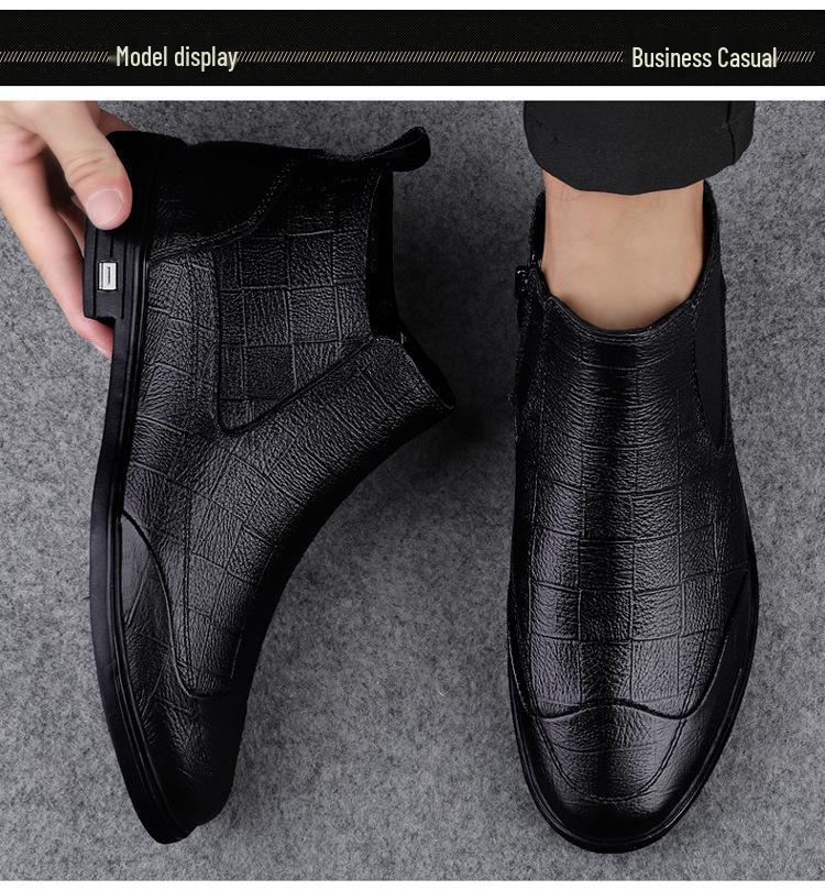 Men's Chelsea Boots - Autumn/Winter High-Top Genuine Leather, Breathable Casual Business Style