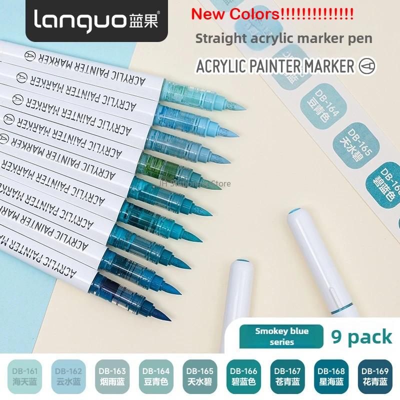 Languo 207/9 Direct Liquid Acrylic Paint Pens Brush Color Marker Pen for Rock Painting Stone Ceramic DIY Art Supplies Stationery