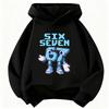 Lustiges Sechs Sieben Italienisches Brainrot 67 Zahlen Grafikdruck Hoodie Junge/Mädchen Langarm Kinder Bequemes Sweatshirt.