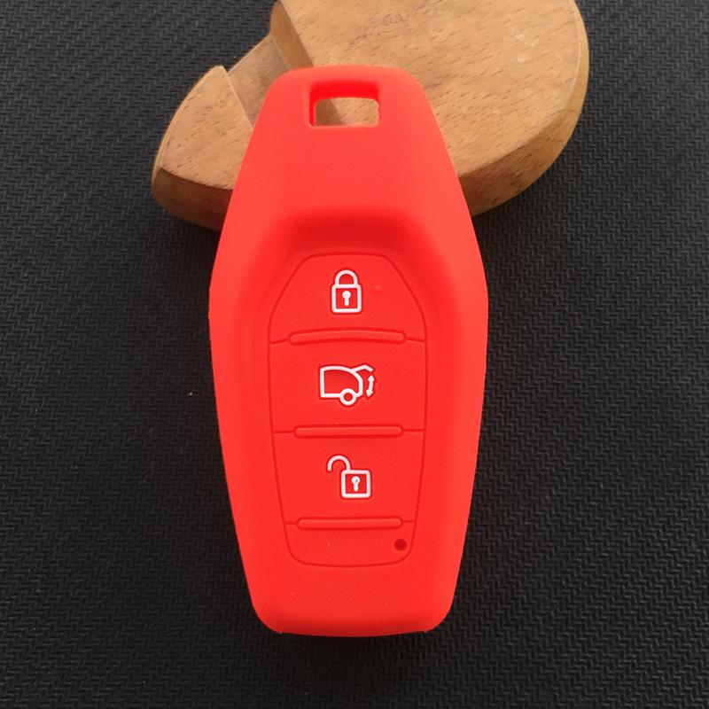 ZAD Silicone Rubber Car Key Case Cover Shell Skin Bag Holder Set for Mahindra India Car Accessory 3 Buttons Key Fob Protection