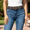 Personalized Design Hollow Rivet Belt Double Row Needle Buckle Black Leather Waistbands  for Gift
