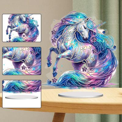 Einhorn Spezielle Form Desktop Diamantmalerei Kits Bunt 5D DIY Diamantmalerei Tischplatten Dekorationen für Zuhause Büro Schreibtisch Dekor