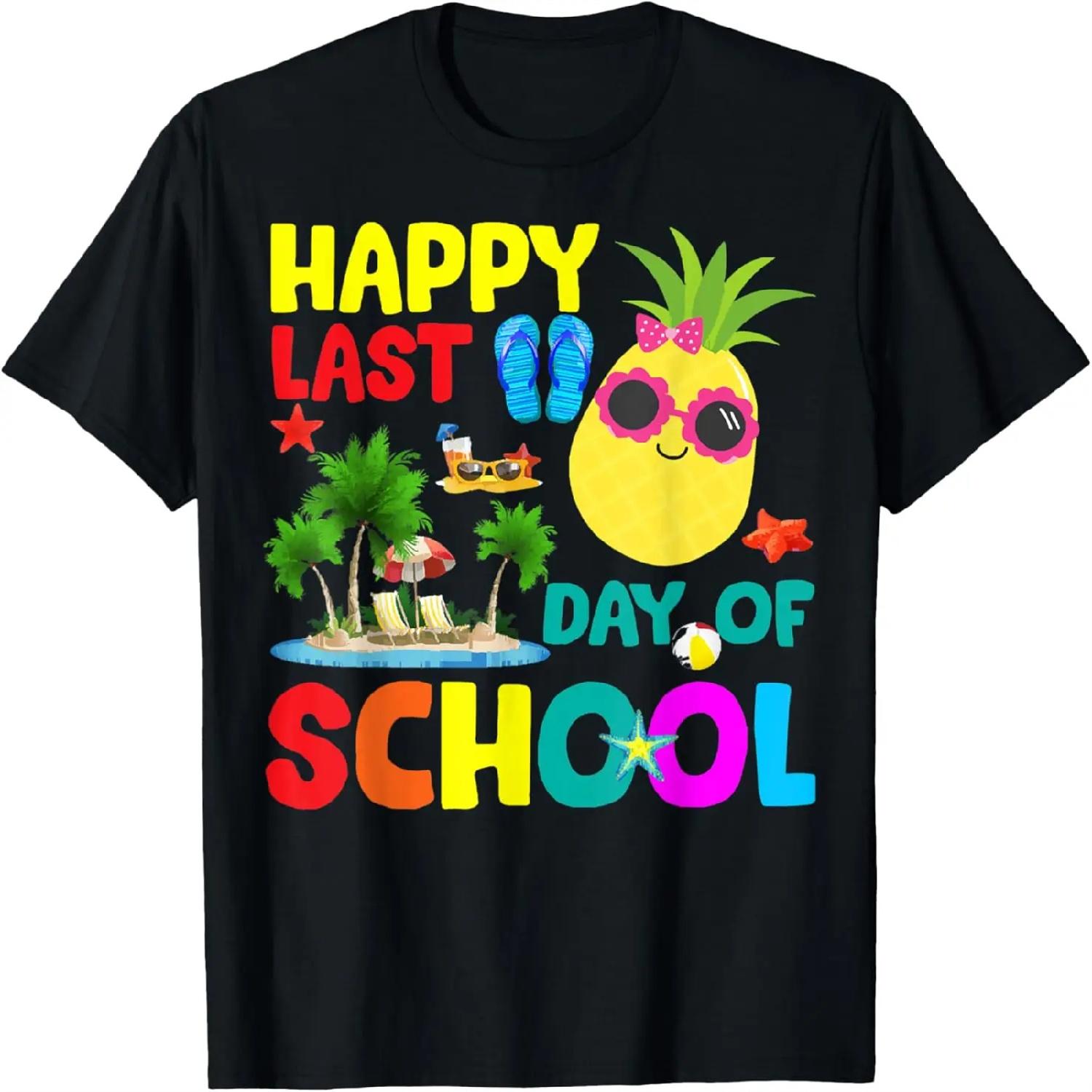 Happy Last Day Of School Teacher Student Summer Pineapple T-Shirt XXXXXL разноцветный