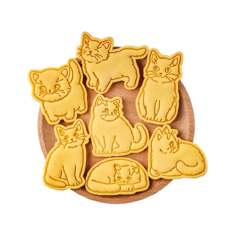 Assorted Cats Shape Cookie Molds Creative Cats Designs Biscuits Baking Stamper for DIY Cookie Making Enthusiasts