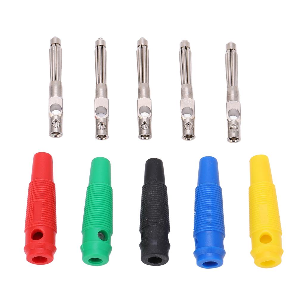 10-pakning 4mm 7-pinners bananplugg 1000V 32A stabelbar bananplugg hannkontakt med myk hylse for lydkabel