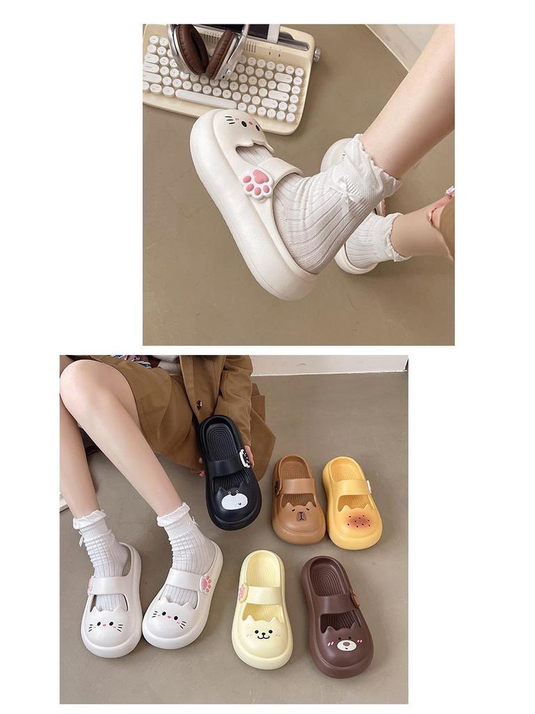 Women’s 2025 Summer Mary Jane Sandals: Non-Slip Kitten Heel, Thick Sole, Closed Toe Outdoor Slippers