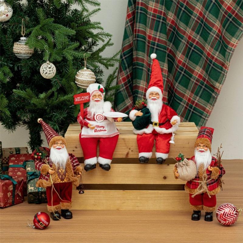 Premium 12-calowa Figurka Świętego Mikołaja w pozycji siedzącej Ozdoba świąteczna Do dekoracji świątecznych w pomieszczeniach i ekspozycji festiwalowych