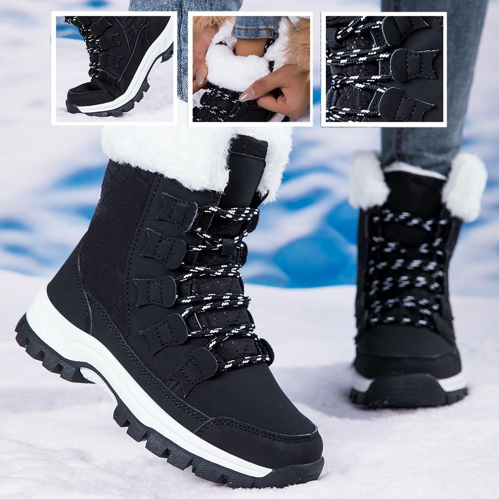 Fashion New Women Cotton Shoes Waterproof and Cold Proof Keep Warm Long Boots for Women Outdoor with Thick Velvet and Warmth Snow Boots