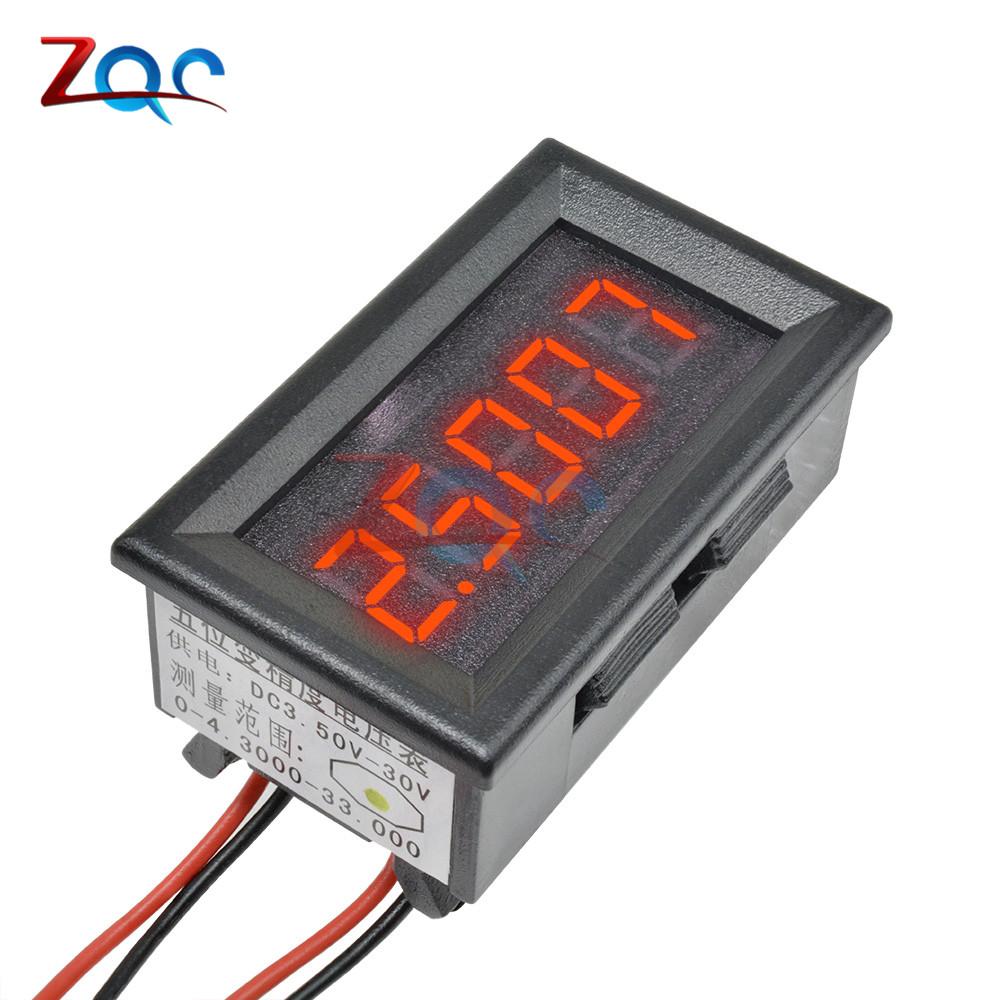 LED 5 bits Digit DC 0-33V 12V 24V Digital Volt Voltmeter Voltage Meter Tester Car Panel Instruments Red/Blue/Yellow/Green