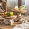 Carved Solid Wood Fruit Tray - Green Plant Shelf Storage Plate Jewelry Entrance Decorations Elegant Ornaments New Arrivals