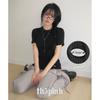 The Pink Slim FiT PendanT Rib KniT ShorT Sleeve T shirT