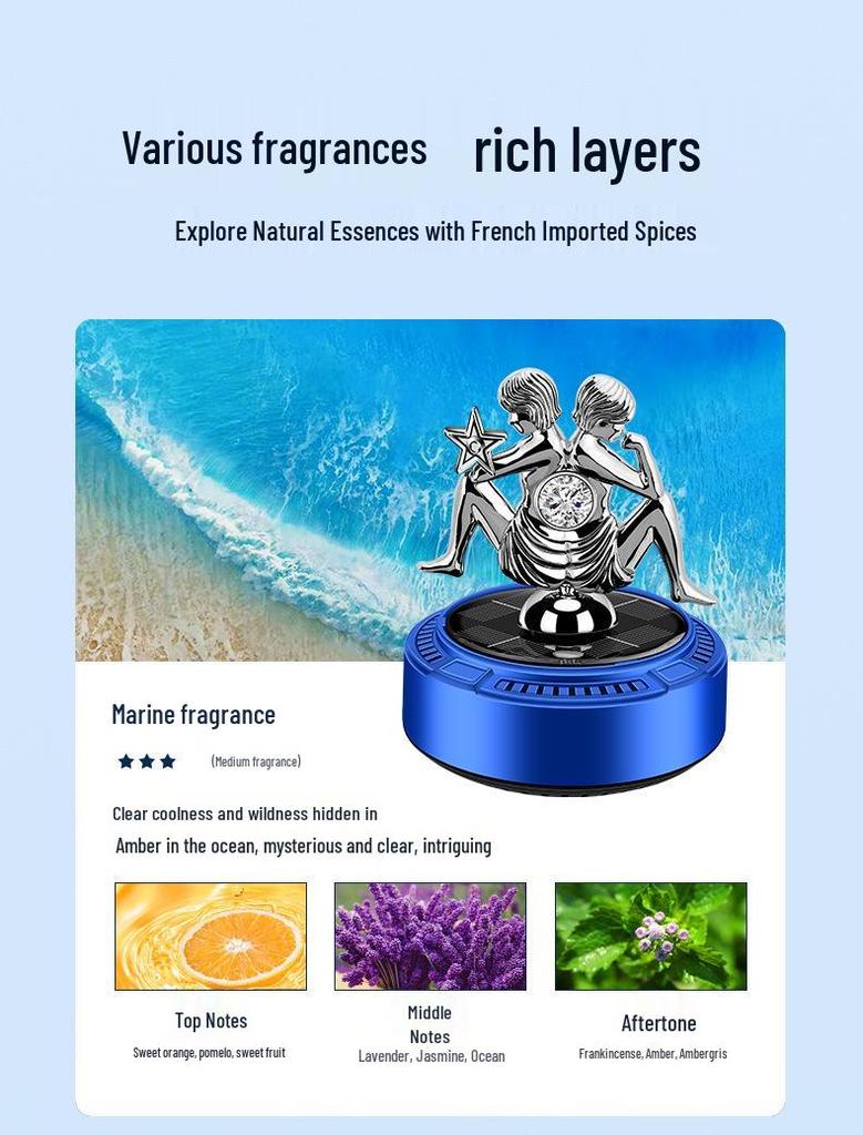 Solar-Powered Rotating Car Air Freshener with Angel's Glow Deodorizer Ornament