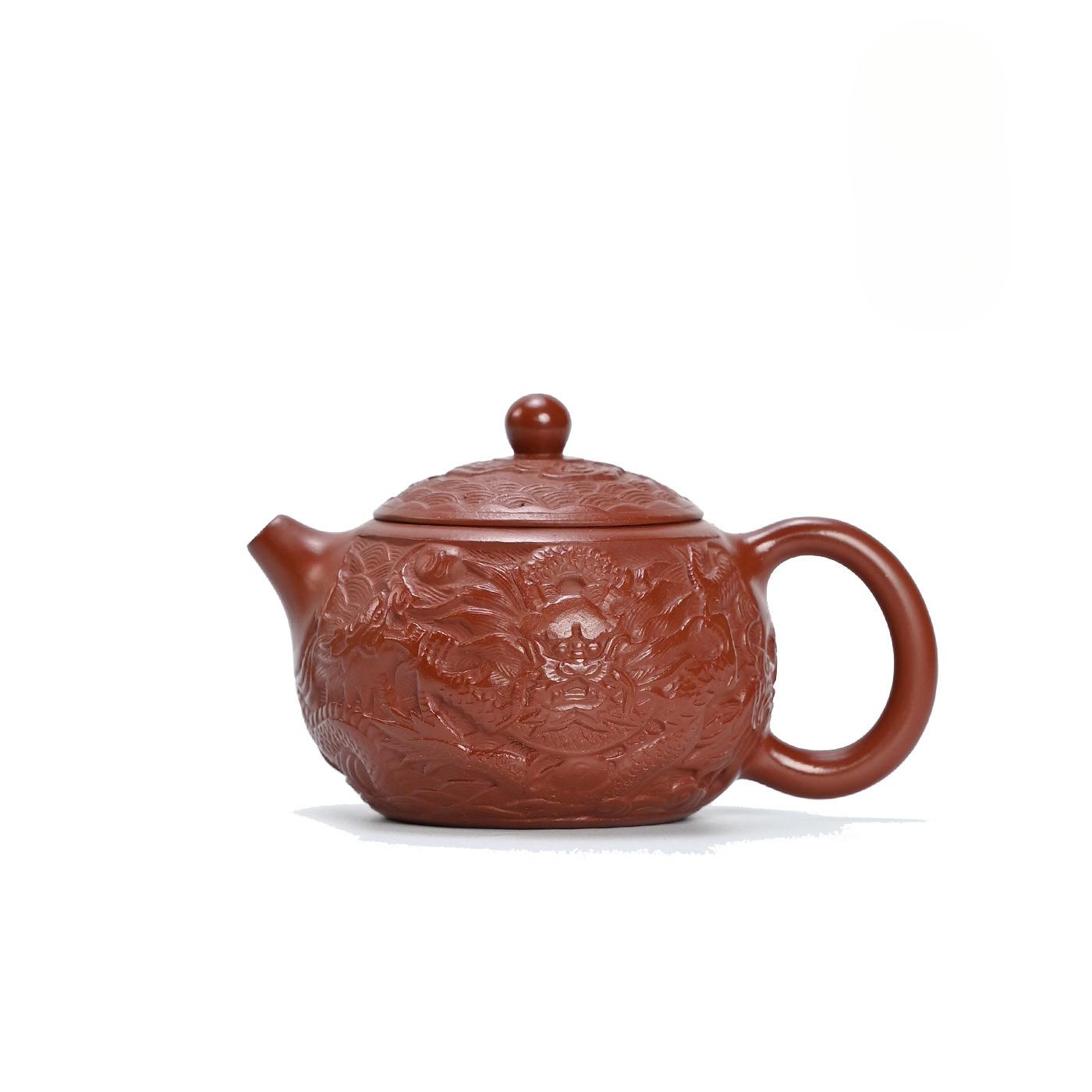 

200ml Traditional Yixing Purple Clay Teapots Handmade Engraved Pot Raw Ore Dahongpao Mud Kettle Zisha Tea Set Accessories Gift