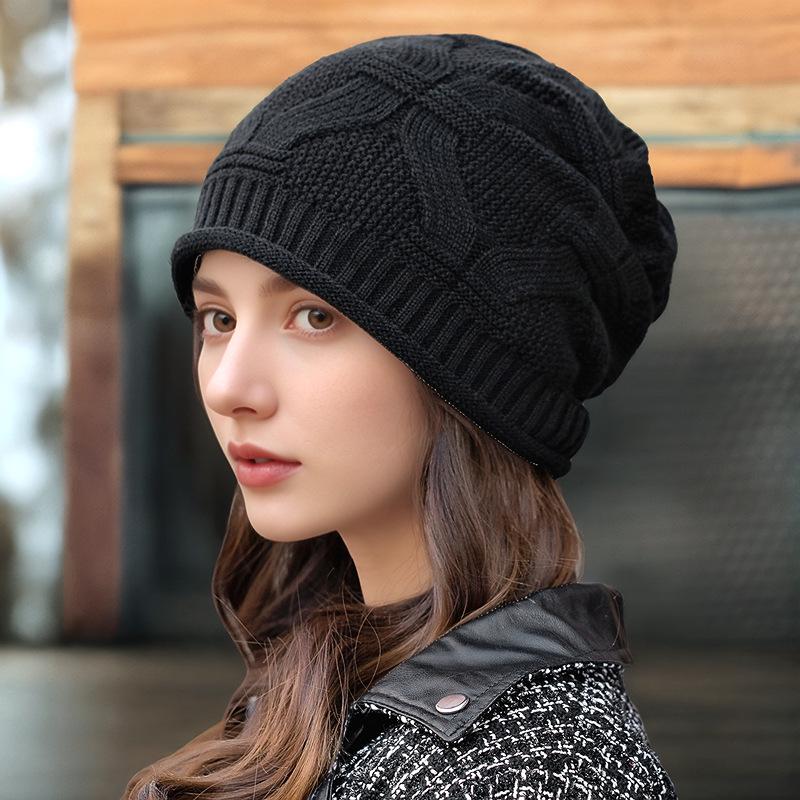 Autumn/Winter Women's Rolled Edge Loose Knit Wool Hat
