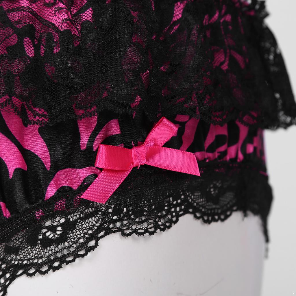 Mutandine da uomo sexy in pizzo floreale con slip in raso lucido, boxer e mutandine