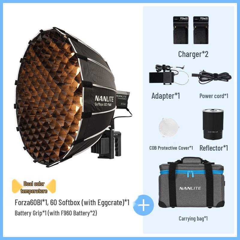 Nanlite Forza 60/60B II Bi-color Spotlight Kit for Photography and Outdoor Shooting