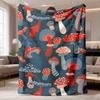 1pc Lodge Style Mushroom Pattern Soft Flannel Throw Blanket | Cozy Digital Print, All-Season Polyester Comfort, Abstract Forest Theme, Lightweight War