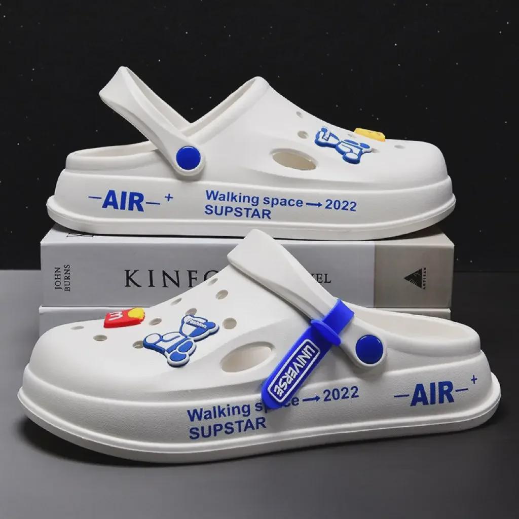 Papuci de plajă pentru bărbați 2025 cu talpă groasă, cu degete închise, antiderapați