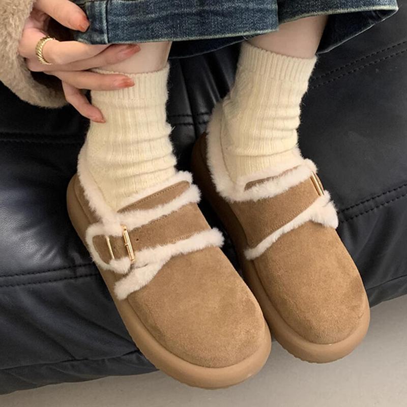 Quality Fur Women'S Snow Ankle Boots Flats Suede Short Plush Shoes Fashion Warm Cotton Shoes New Winter Cozy Walking Mujer Botas